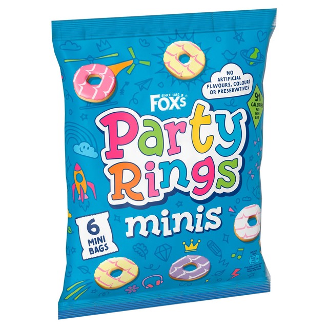 Fox's Party Rings Mini Biscuits 6 x 20g - British product