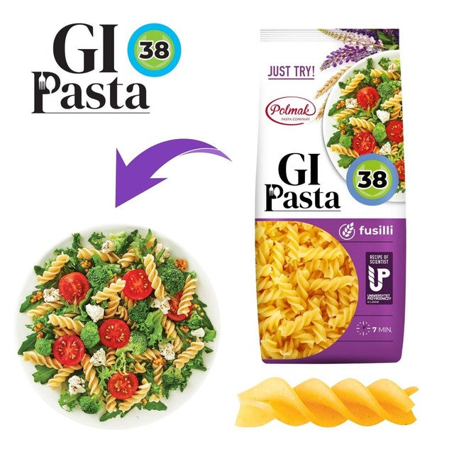 GI Pasta fusilli high protein low GI pasta (British brand)