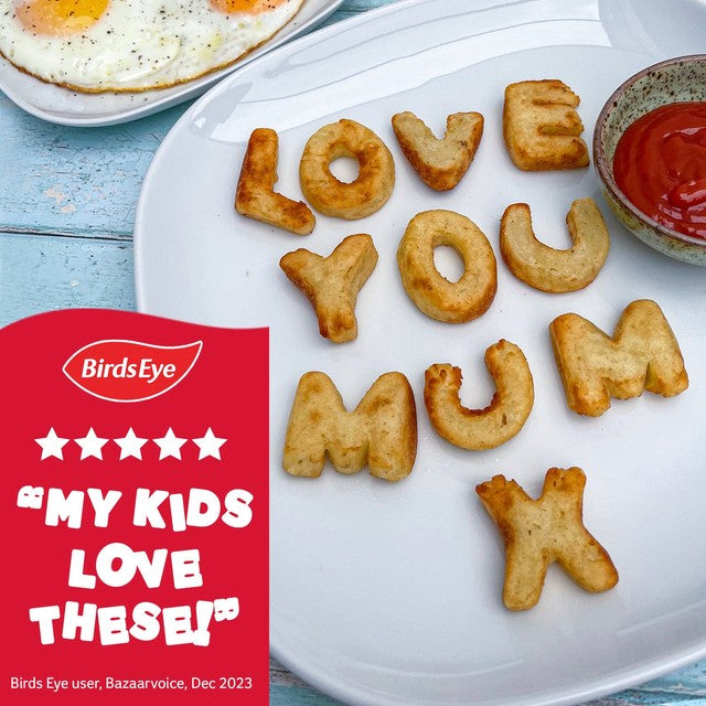 Birds Eye Original Alphabites frozen potato shapes 456g - British product