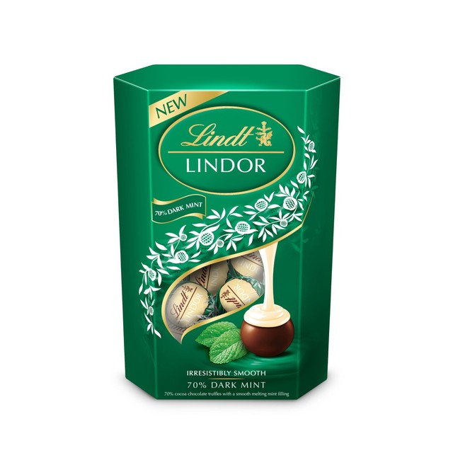 Lindt LINDOR dark mint chocolate truffles 200g, UK version