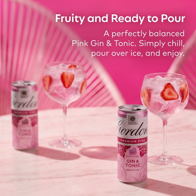 Gordon's pink gin and tonic 250ml can, UK version