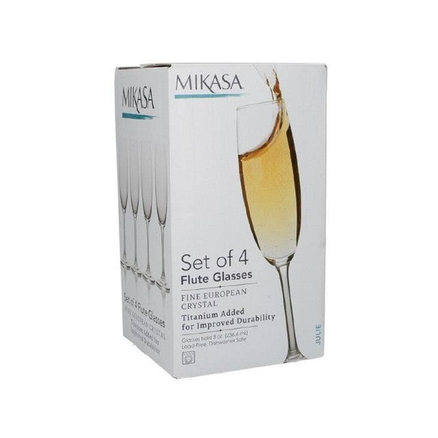 Mikasa Julie champagne flute glasses 8oz set of 4, imported from the UK