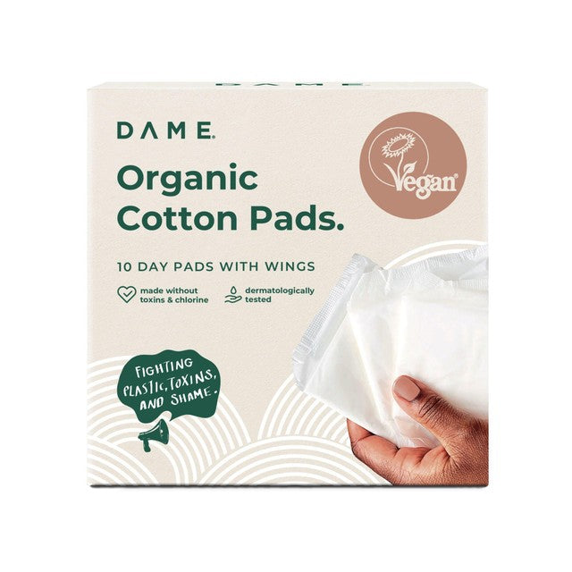 Dame organic cotton day pads 10 pack (British brand)