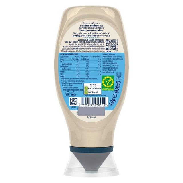 Hellmann's light squeezy mayonnaise 430ml, UK version