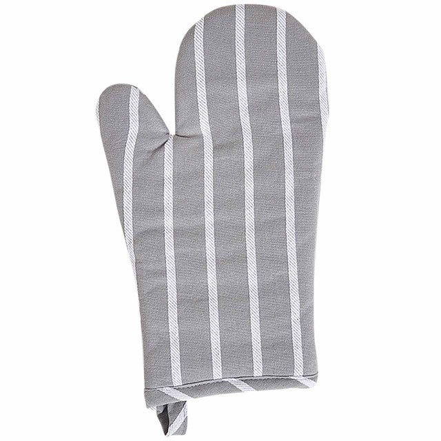 M&S Butchers Stripe Oven Glove in Grey, imported from the UK