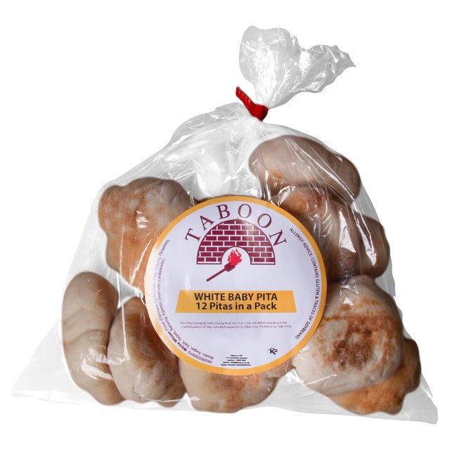 Taboon white baby pitta dippers 12 pack, imported from the UK