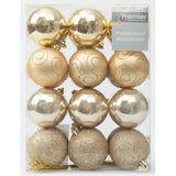 Premier champagne gold tree baubles 60mm - British product