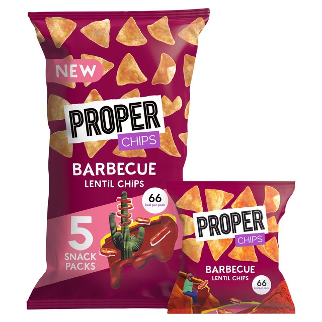 Properchips barbecue lentil chips, imported from the UK