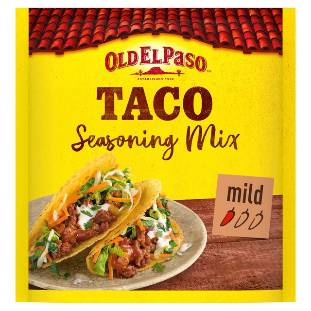 Old El Paso Garlic & Paprika Taco Seasoning Mix 25g, imported from the UK