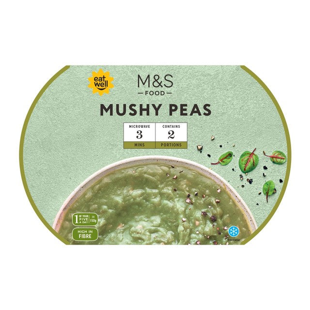M&S Mushy Peas 300g, imported from the UK