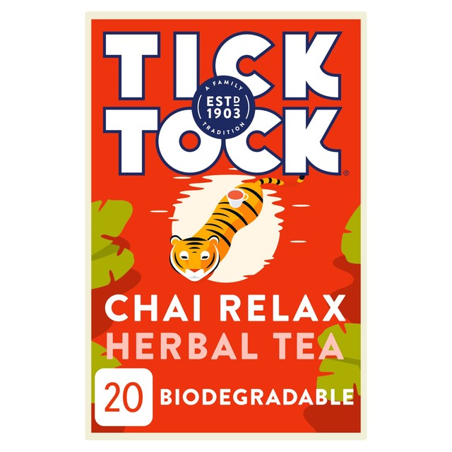 Tick Tock Chai Relax herbal tea bags 20 count (British brand)