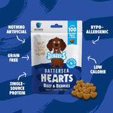 Denzel's Battersea Hearts beef and berry dog treats 90g - British product