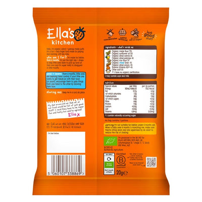 M&S Ella's Kitchen gulrot- og pastinakk-smeltende puff-snacks økologisk baby 20g - Kjøp online hos McGrocer