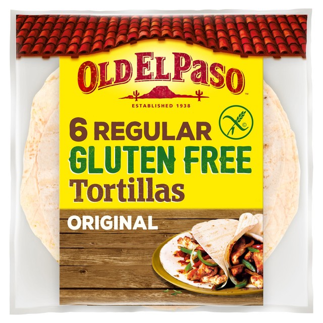 Old El Paso gluten free tortilla wraps 6 pack, imported from the UK