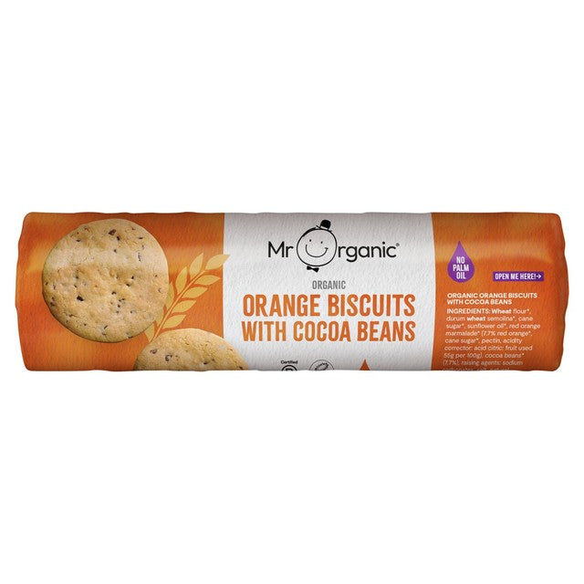 Mr Organic orange biscuits with cocoa beans 250g, imported from the UK