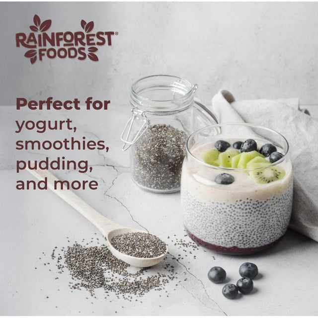 Rainforest Foods Organic Chia Seeds 300g, imported from the UK