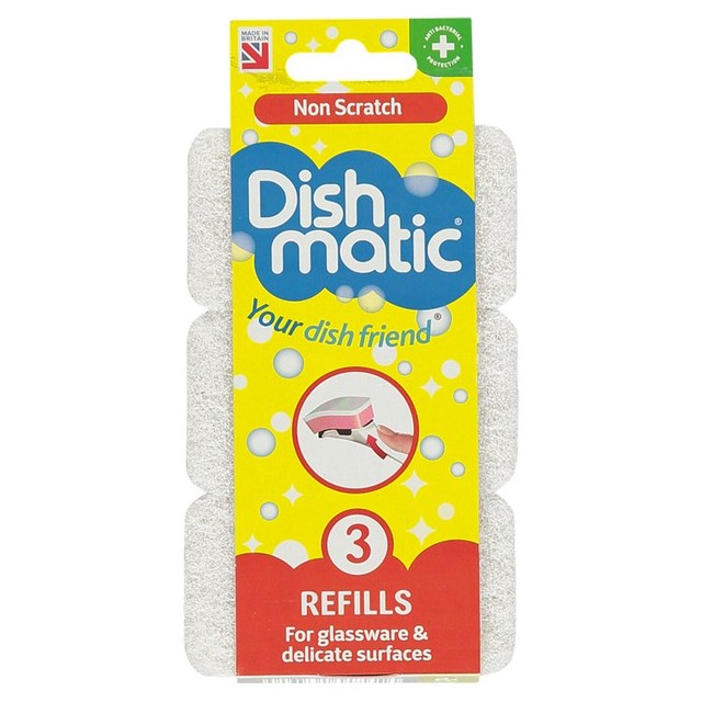 Dishmatic non-scratch sponge refills 3 pack - British product