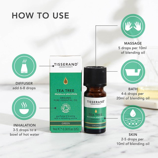 Tisserand Tea Tree Organic Pure Essential Oil 20ml (British brand)