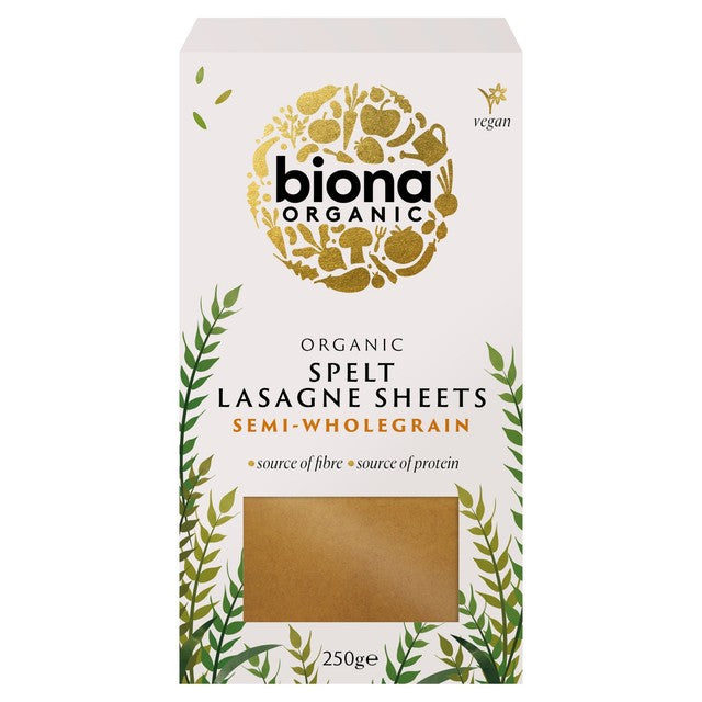 Biona Organic Spelt Semi-Wholegrain Lasagne Sheets 250g - British product