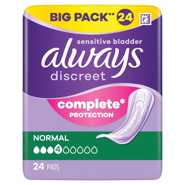 Always Discreet Incontinence Pads Normal 24 Pack - British product