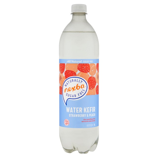 Nexba Water Kefir Drink Strawberry & Peach 1L, imported from the UK