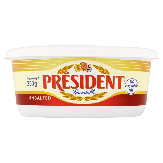 President spreadable butter French Unsalted 250g, imported from the UK