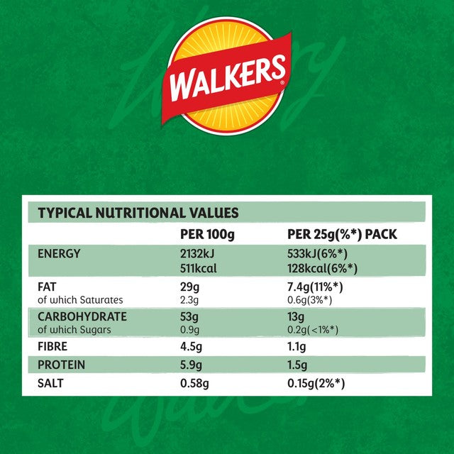 Walkers Lightly Salt & Vinegar potato crisps multipack (British brand)