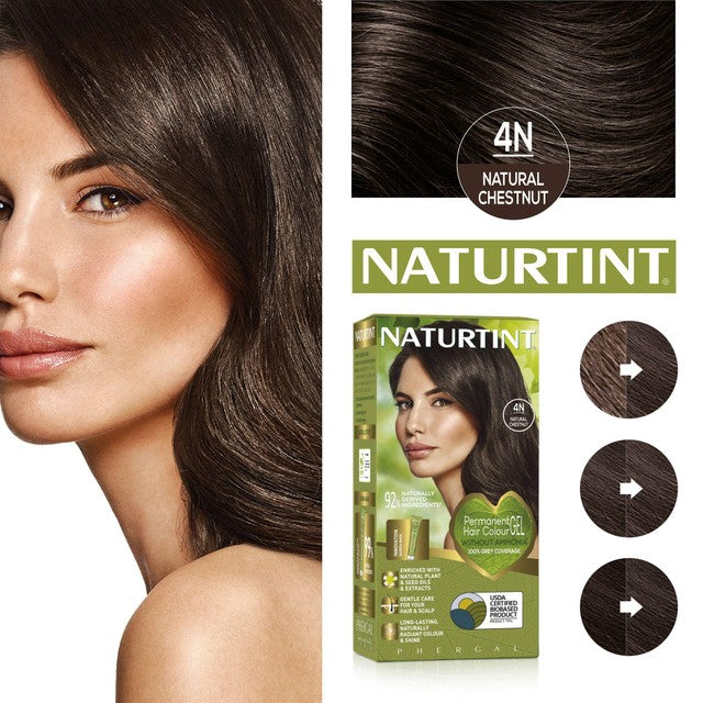 Naturtint Permanent Hair Colour Gel 4N Natural Chestnut, imported from the UK
