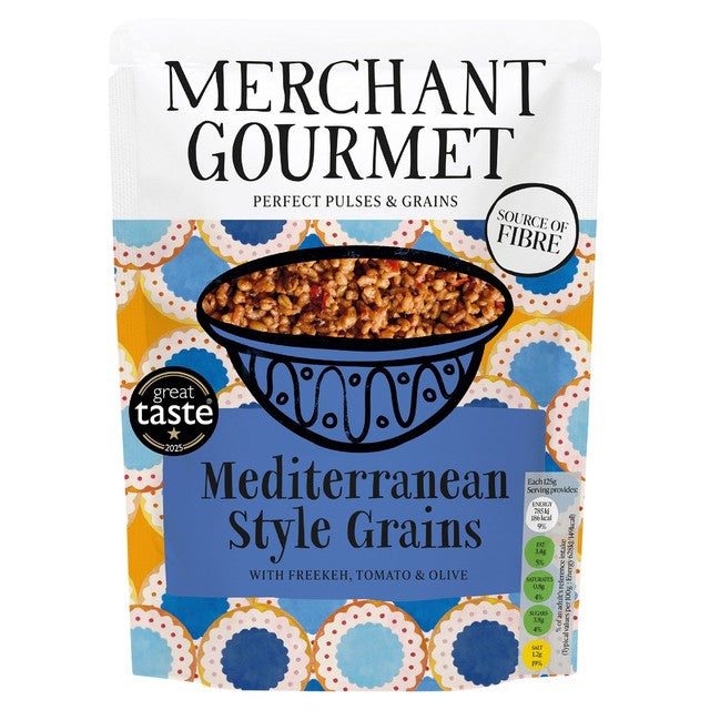 Merchant Gourmet Mediterranean-Style Grains with Tomato & Olive 250g, imported from the UK