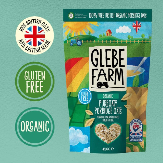 Glebe Farm PureOaty Porridge Oats 450g, imported from the UK