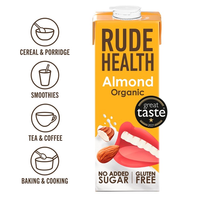 Rude Health organic almond drink with rice 1L, imported from the UK