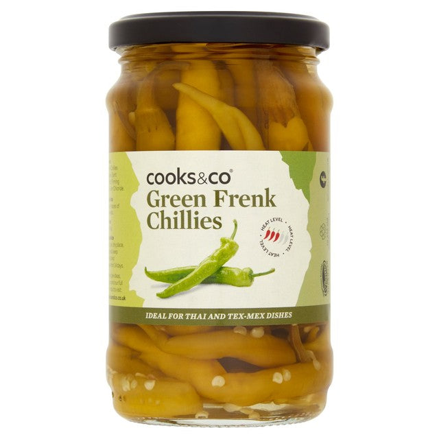 Cooks & Co Pickled Green Frenk Chillies 300g - British product