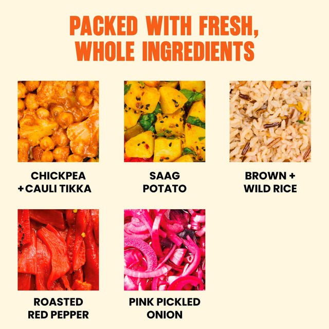 Pollen + Grace Tikka chickpea and vegetable hot bowl 400g, imported from the UK