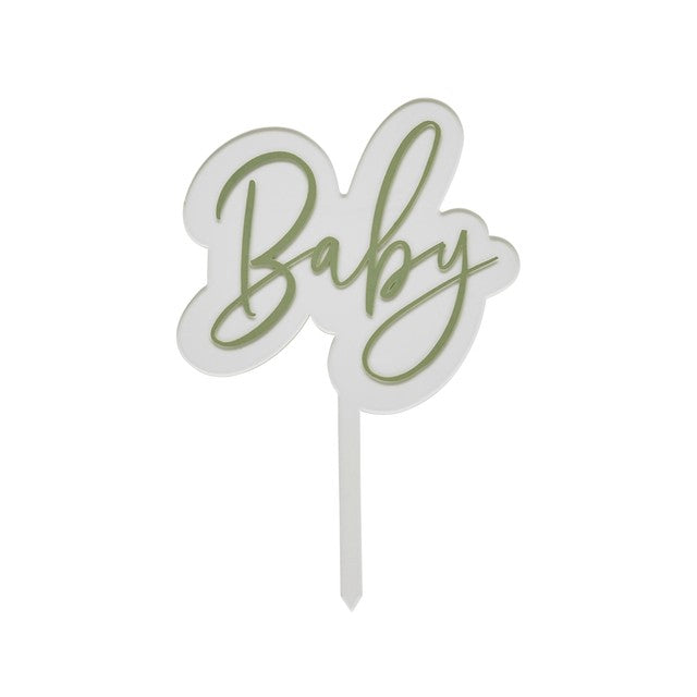 Hootyballoo sage baby cake topper, imported from the UK