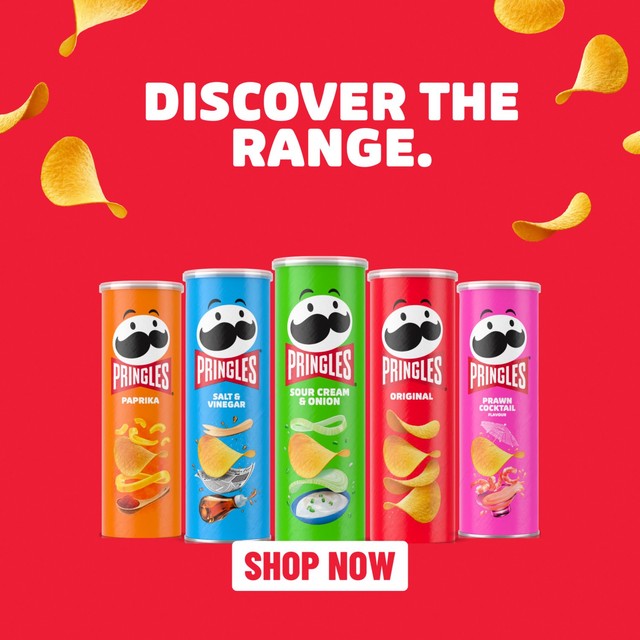 Pringles Sour Cream & Onion crisps 185g, imported from the UK