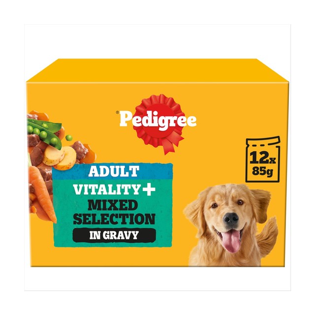 Pedigree adult wet dog food gravy pouches 12x85g, imported from the UK