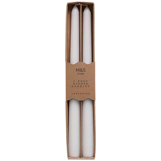 M&S tapered dinner candles white 25.5cm - British product