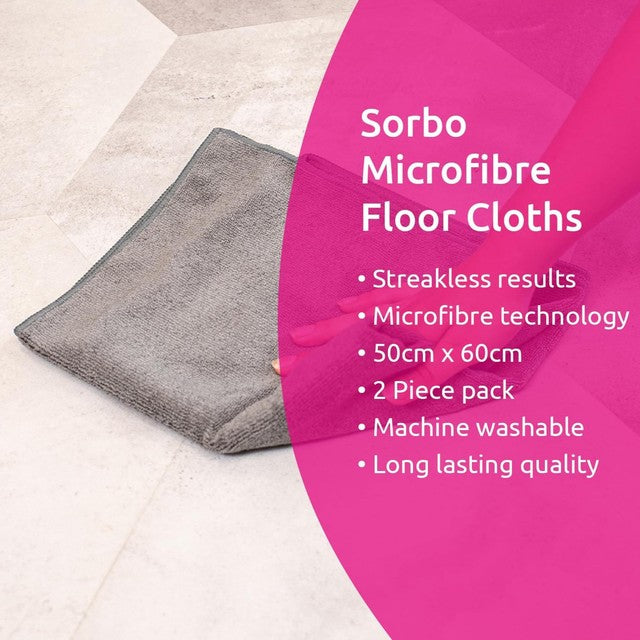 Sorbo Microfibre Floor Cloth 2pk 50 x 60 cm (British brand)