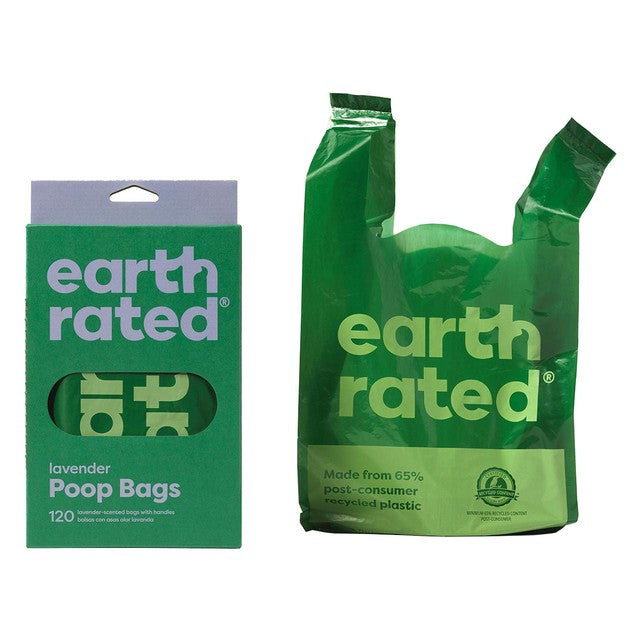 Earth Rated Lavender Tie Handle Poop Bags 120 Pack - British product