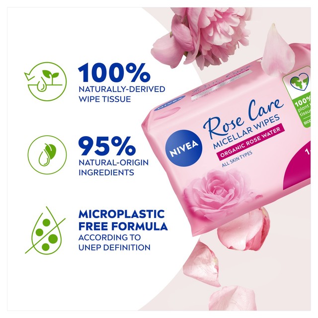 Nivea Rose Care Micellar Face Wipes 50 wipes, imported from the UK