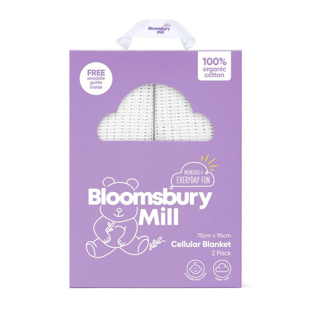 Bloomsbury Mill organic cellular blankets white 2 pack - British product