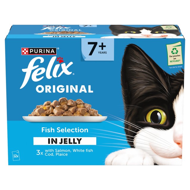 Felix senior cat food fish selection jelly 12x85g - British product