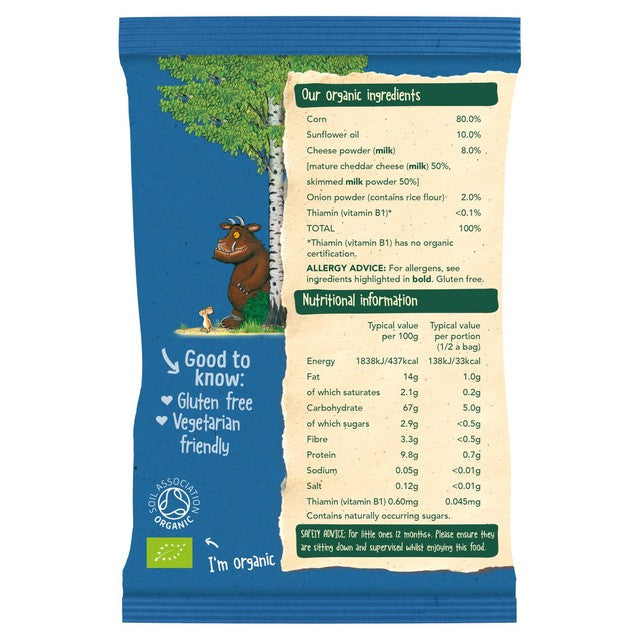 Organix Gruffalo Claws Cheese Onion 4x15g, imported from the UK