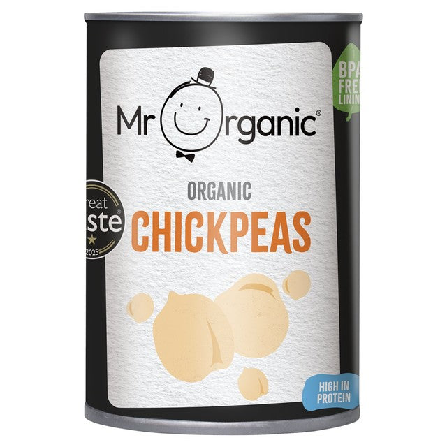Mr Organic chickpeas 400g, imported from the UK