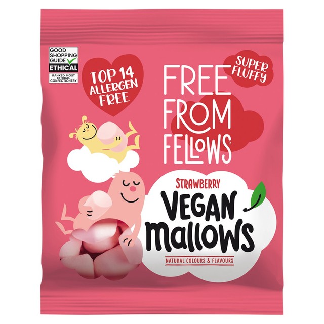 Free From Fellows vegan strawberry flavoured marshmallows 105g - British product