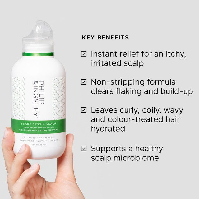 Philip Kingsley flaky itchy scalp hydrating curl anti-dandruff shampoo 250ml, imported from the UK