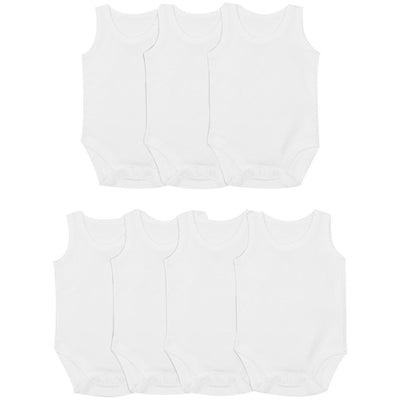 M&S Baby Cotton Sleeveless Bodysuits White 18-24 Months