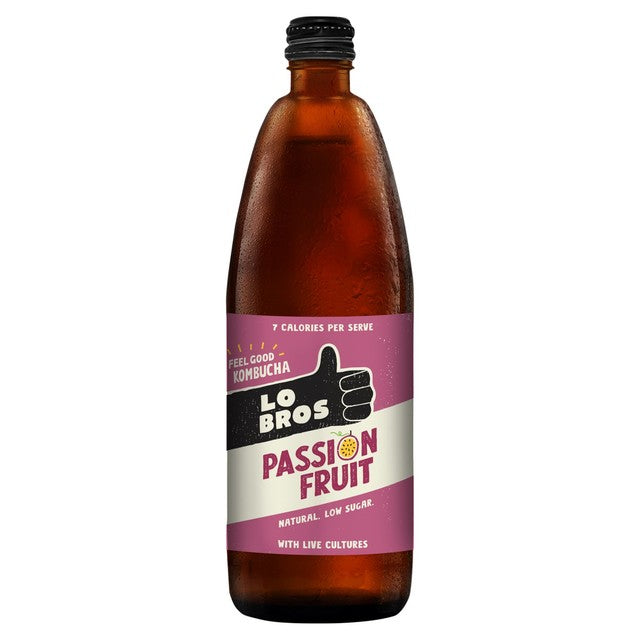 Lo Bros passion fruit kombucha drink 750ml, UK version