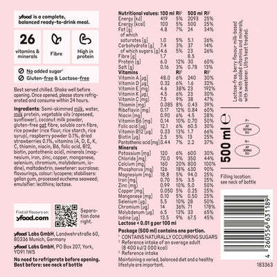 Yfood Fresh Berry Fertiggericht zum Trinken 500ml