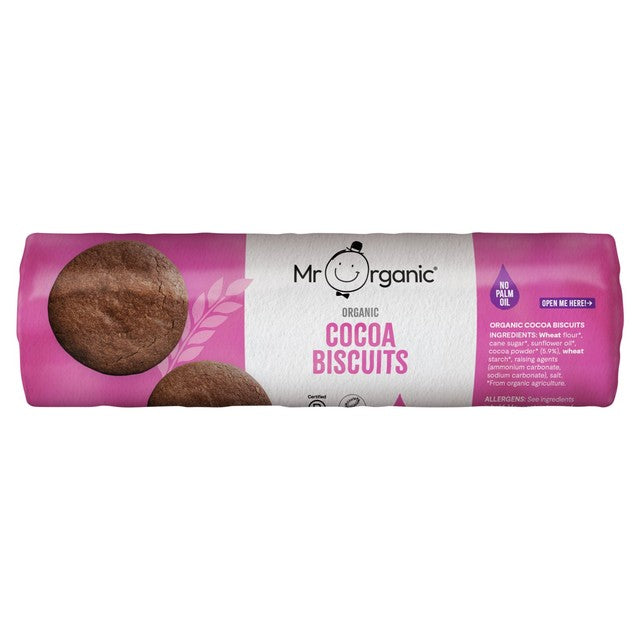 Mr Organic cocoa biscuits 250g, imported from the UK